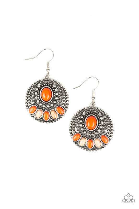 Paparazzi Sandstone Paradise Orange Stone Fishhook Earrings