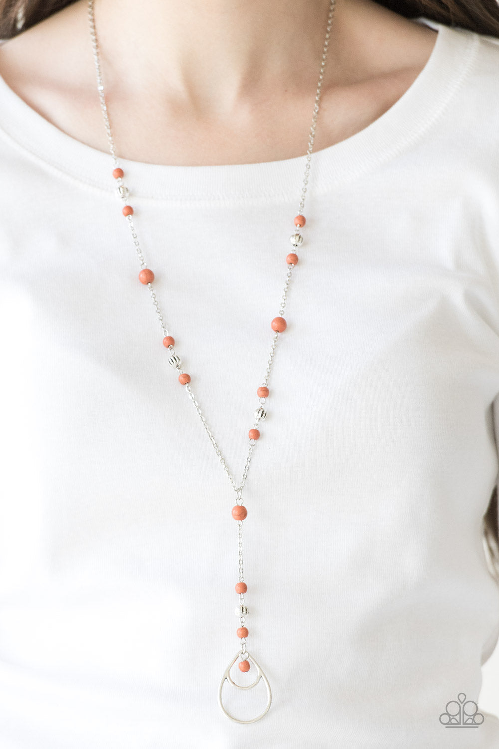 Paparazzi Sandstone Savannahs Orange Stone Long Necklace