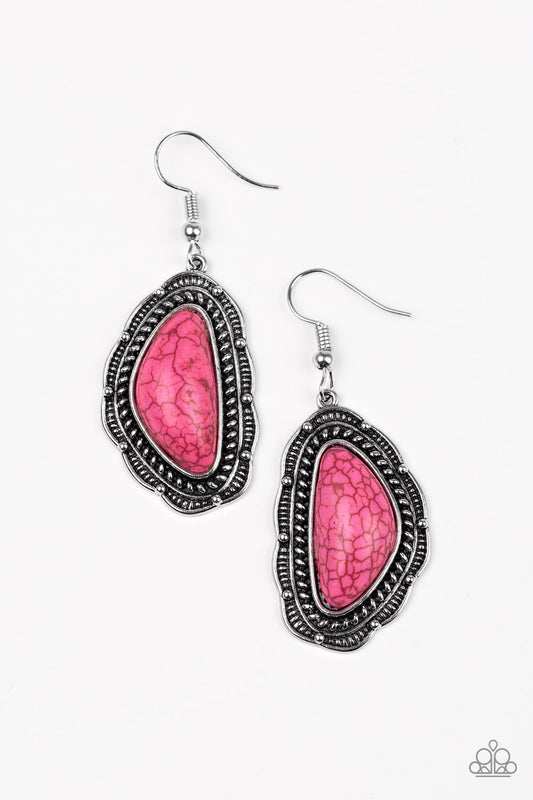 Paparazzi Santa Fe Soul Pink Stone Fishhook Earrings