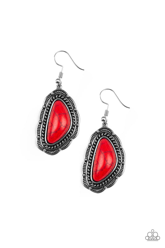 Paparazzi Santa Fe Soul Red Stone Fishhook Earrings