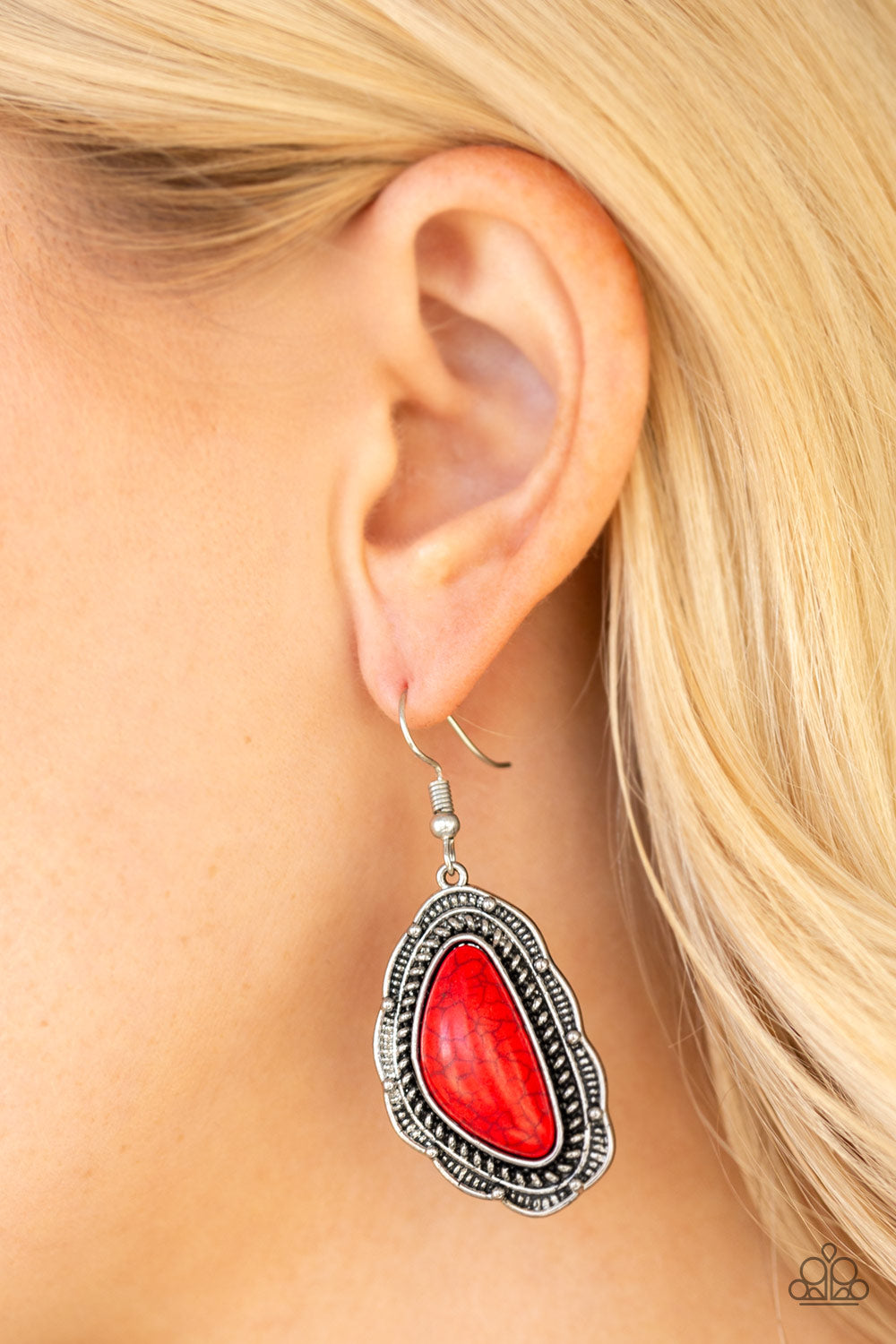 Paparazzi Santa Fe Soul Red Stone Fishhook Earrings