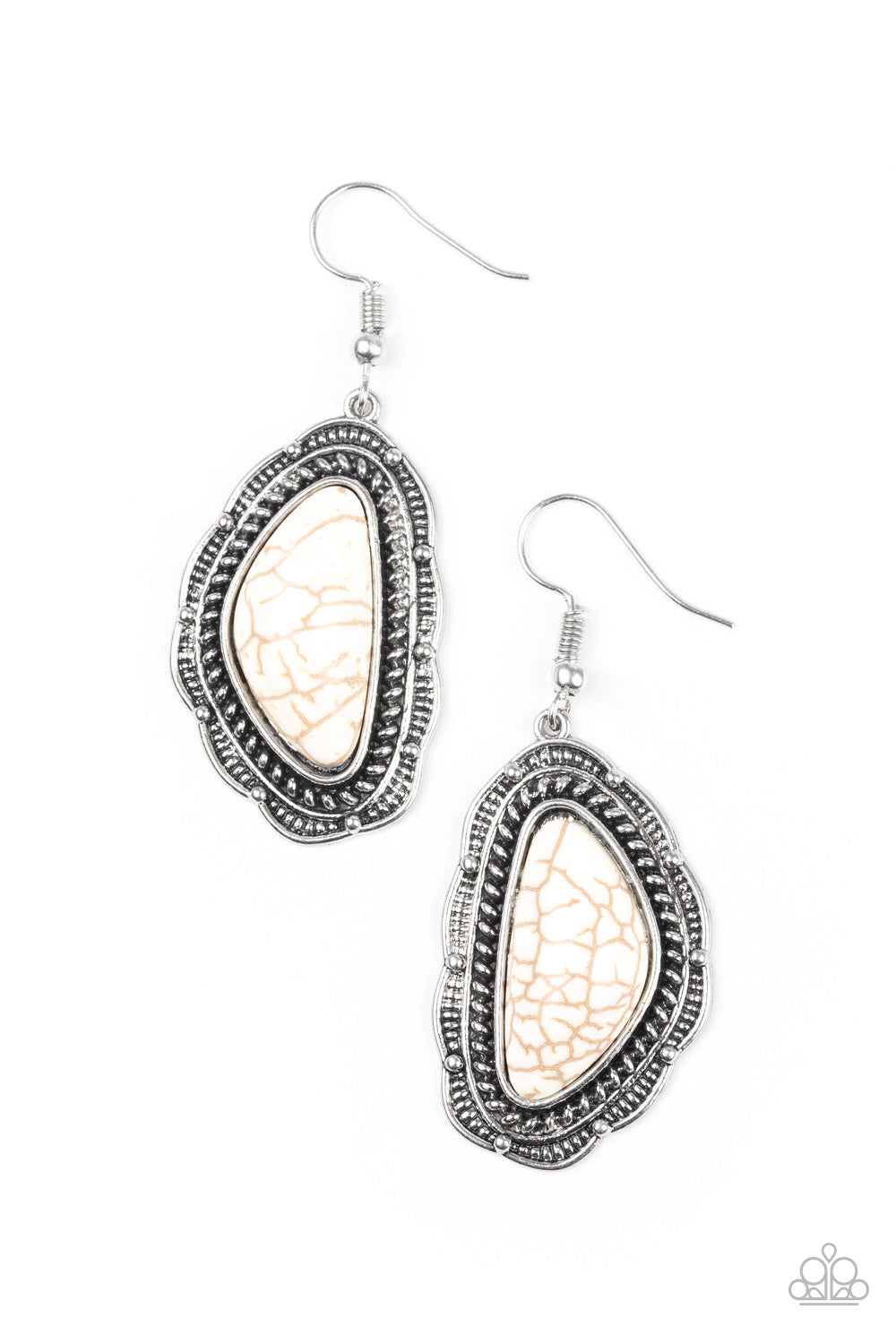 Paparazzi Santa Fe Soul White Stone Fishhook Earrings