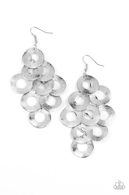 Paparazzi Scattered Shimmer Silver Fishhook Earrings