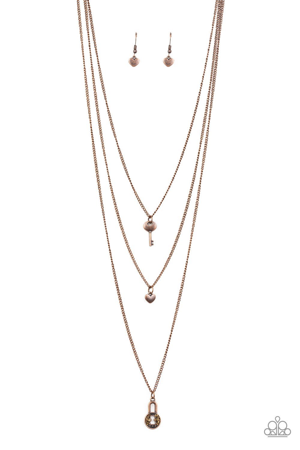 Paparazzi Secret Heart Copper Long Necklace