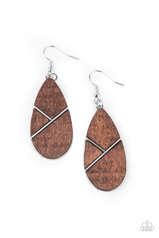 Paparazzi Sequoia Forest Brown Fishhook Earrings