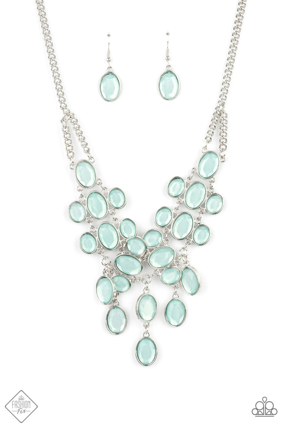 Paparazzi Serene Gleam Blue Short Necklace - Fashion Fix Glimpses of Malibu May 2021