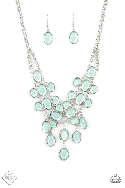 Paparazzi Serene Gleam Blue Short Necklace - Fashion Fix Glimpses of Malibu May 2021