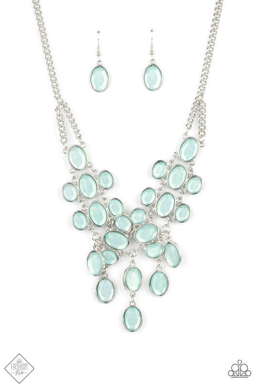 Paparazzi Serene Gleam Blue Short Necklace - Fashion Fix Glimpses of Malibu May 2021