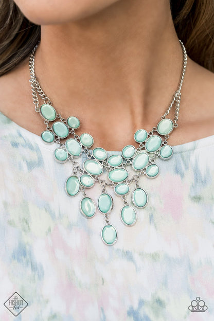 Paparazzi Serene Gleam Blue Short Necklace - Fashion Fix Glimpses of Malibu May 2021