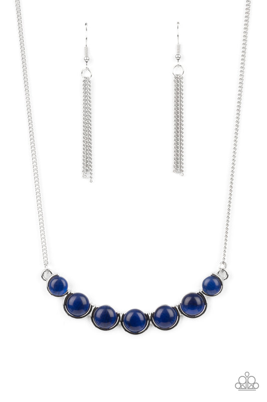 Paparazzi Serenely Scalloped Blue Short Necklace