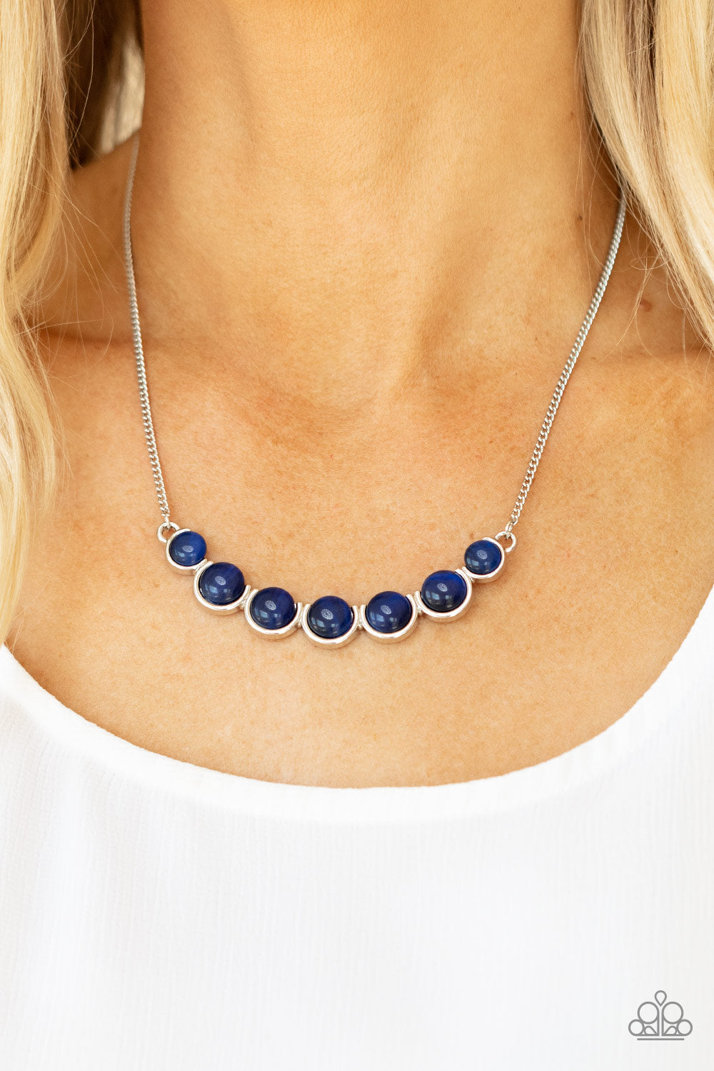 Paparazzi Serenely Scalloped Blue Short Necklace