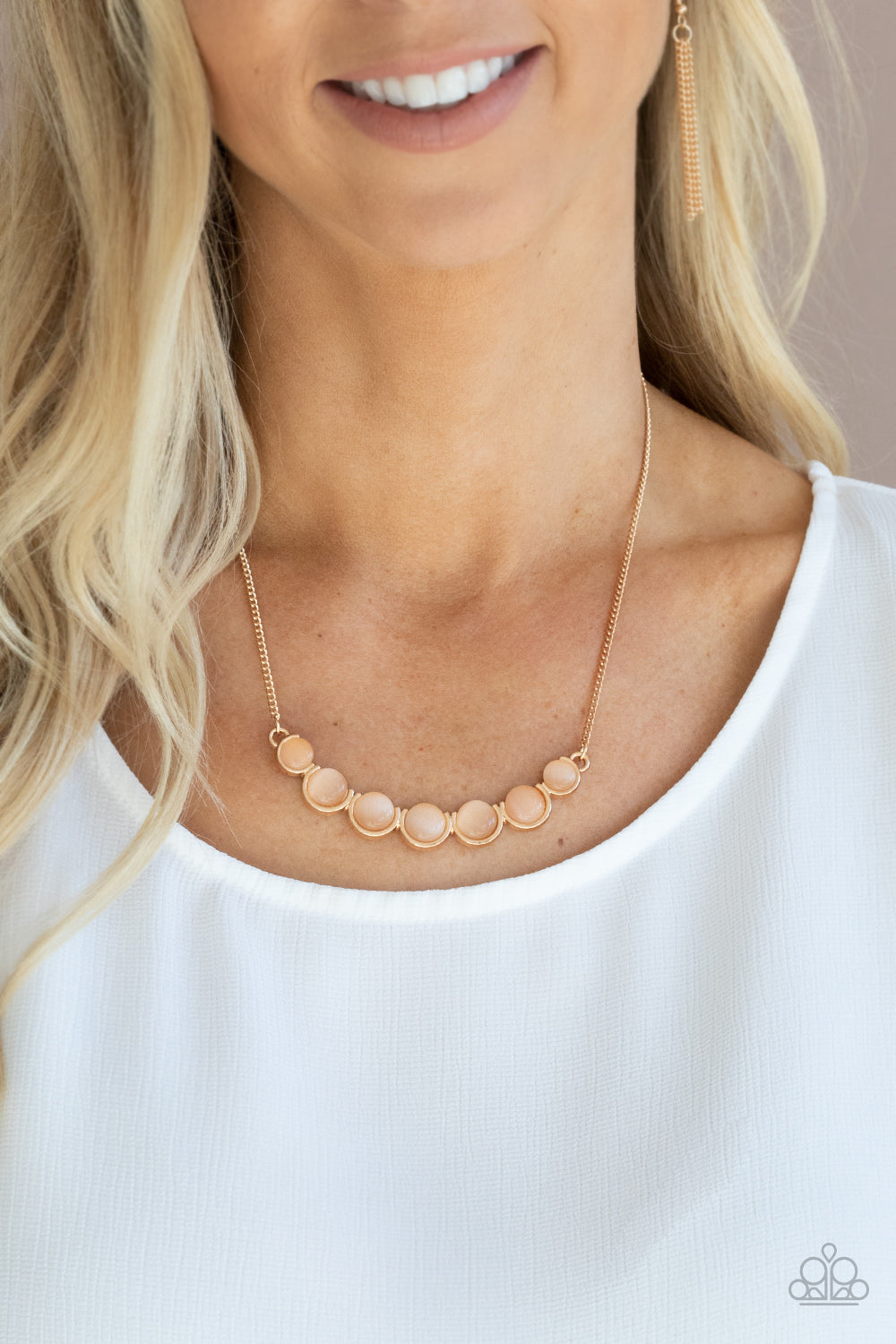 Paparazzi Serenely Scalloped Gold Short Necklace