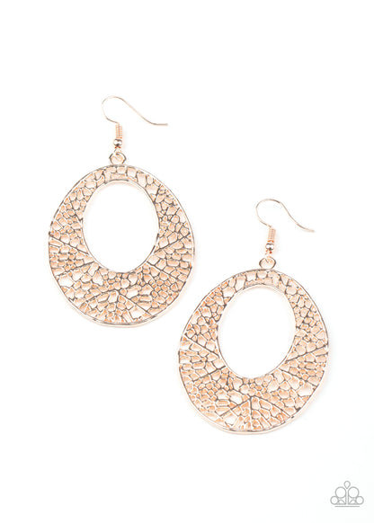 Paparazzi Serenely Shattered Rose Gold Fishhook Earrings