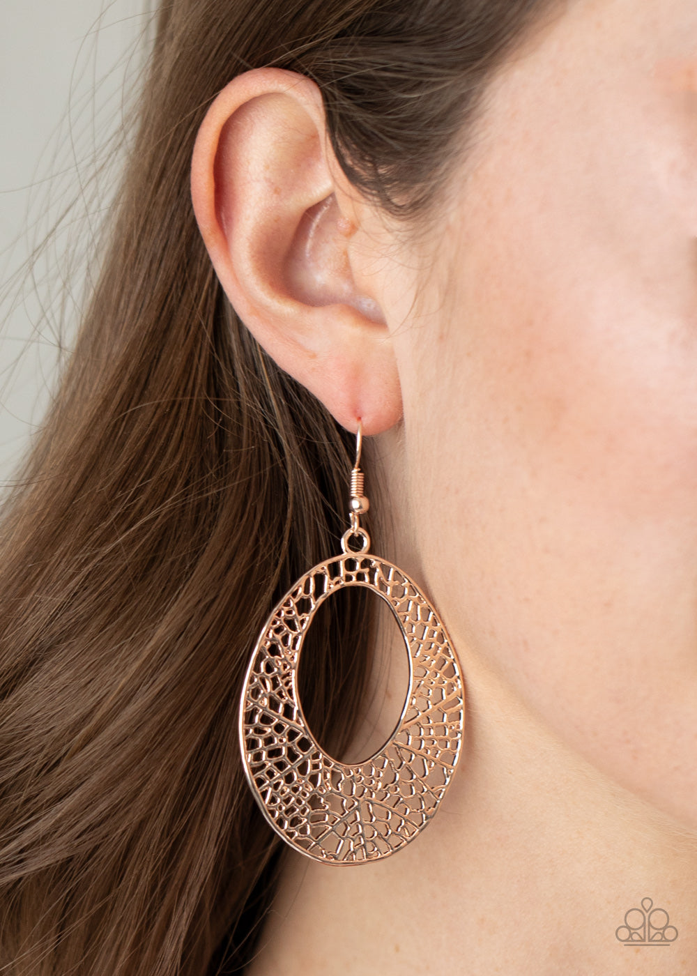 Paparazzi Serenely Shattered Rose Gold Fishhook Earrings