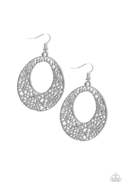 Paparazzi Serenely Shattered Silver Fishhook Earrings