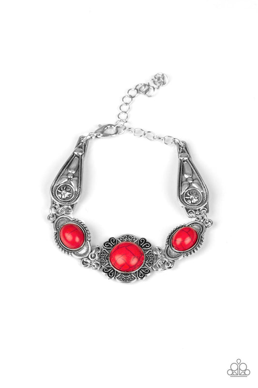 Paparazzi Serenely Southern Red Stone Clasp Bracelet