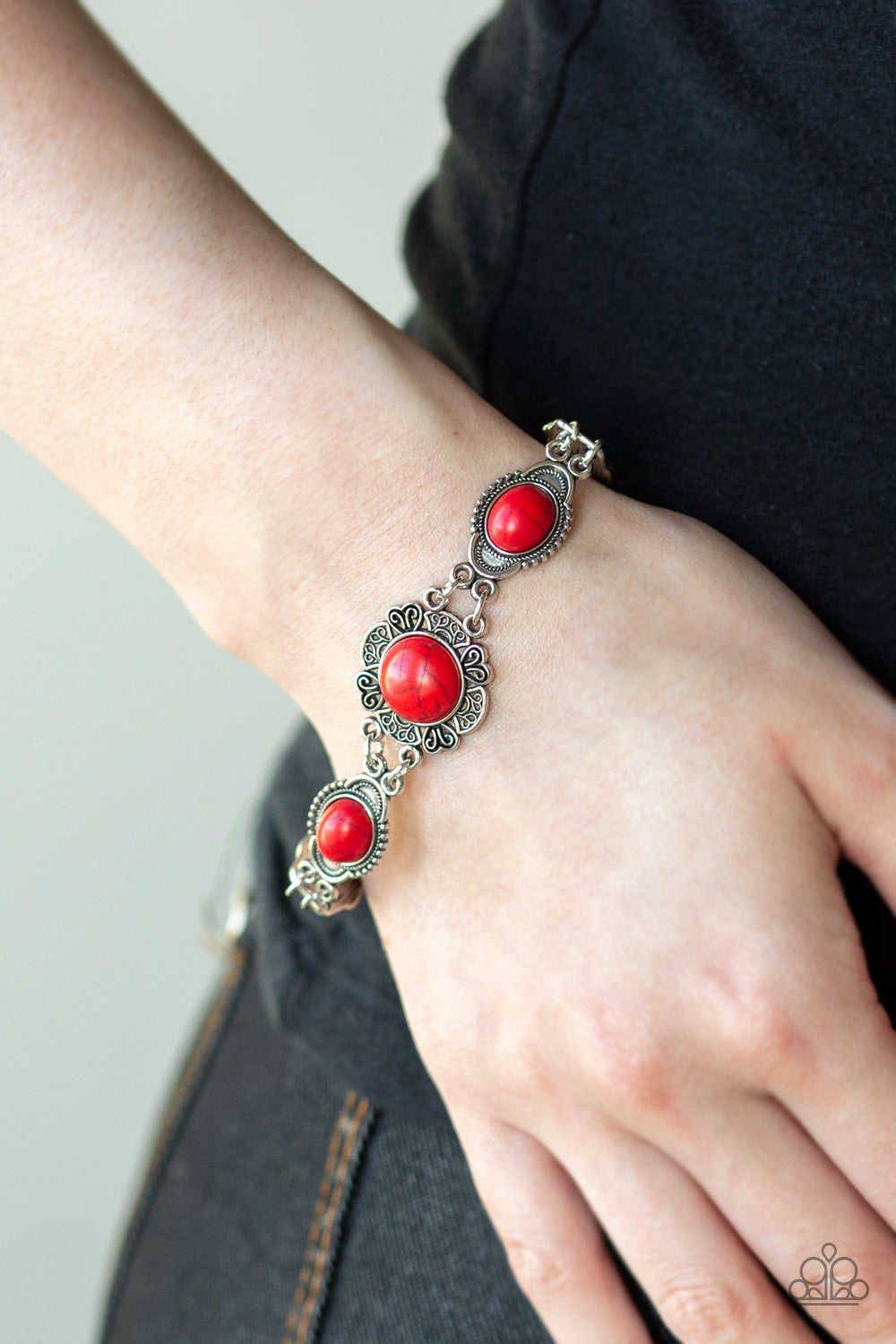 Paparazzi Serenely Southern Red Stone Clasp Bracelet