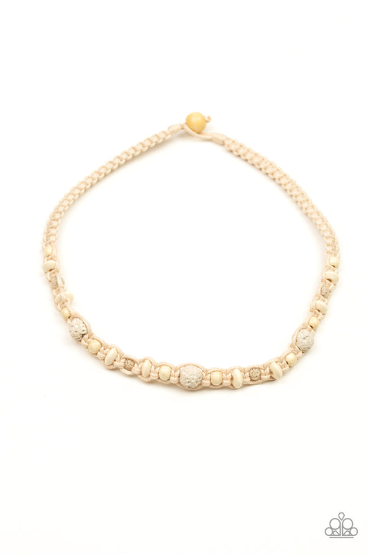 Paparazzi Shark Baiter White Lava Rock Men's Short Necklace