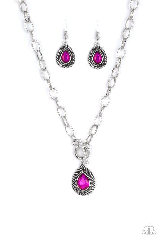 Paparazzi Sheen Queen Pink Short Toggle Necklace