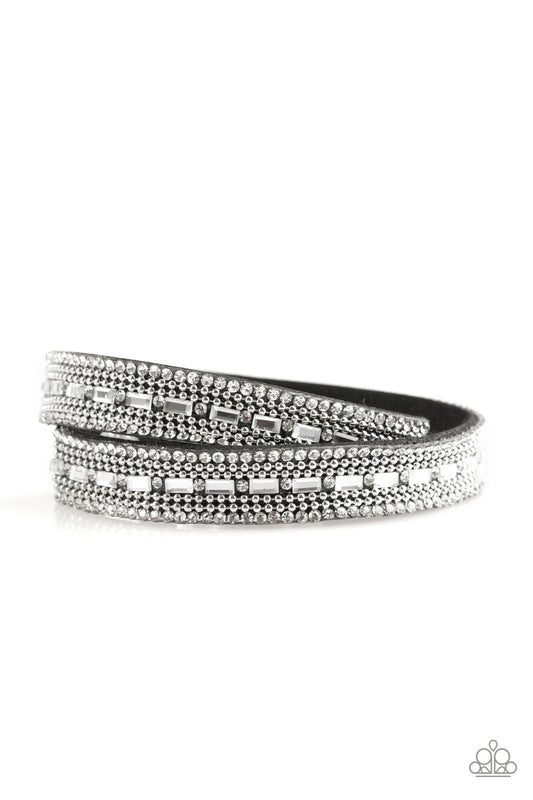 Paparazzi Shimmer and Sass Black Double Wrap Snap Bracelet - P9DI-URBK-139XX