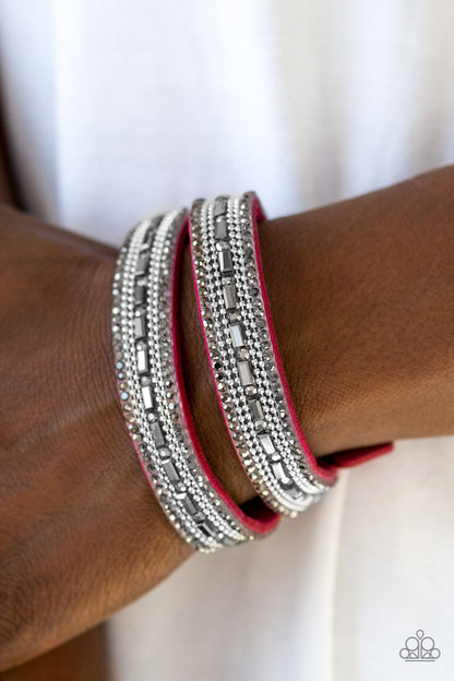 Paparazzi Shimmer and Sass Pink Double Wrap Snap Bracelet