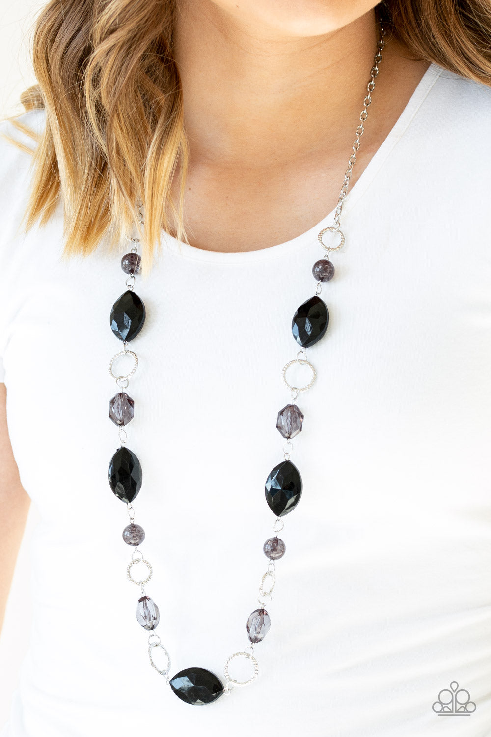 Paparazzi Shimmer Simmer Black Long Necklace