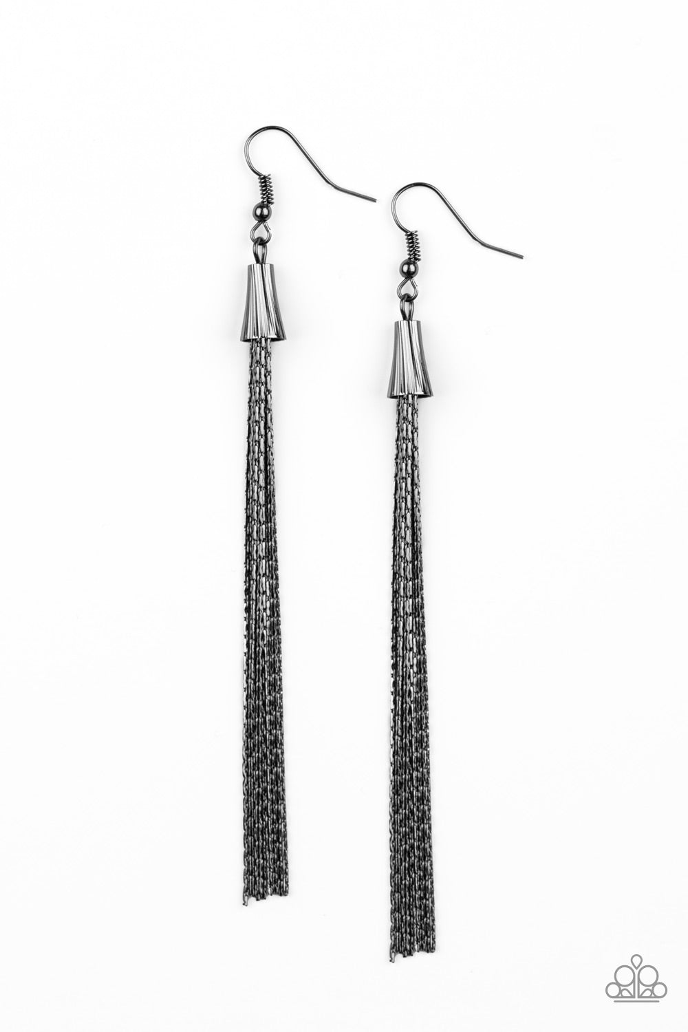 Paparazzi Shimmery Streamers Black Fishhook Earrings - Life Of The Party July 2020