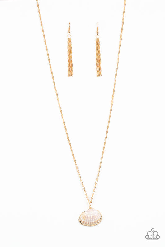 Paparazzi Show and SHELL Gold Long Necklace