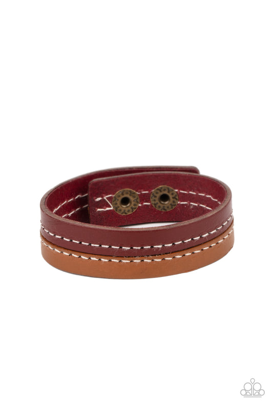 Paparazzi Simply Safari Brown Single Wrap Snap Bracelet - P9UR-BNXX-532XX