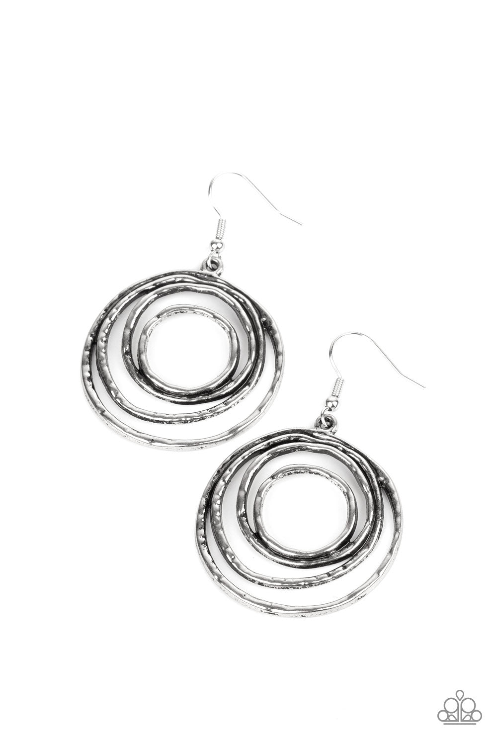 Paparazzi Spiraling Out of Control Silver Fishhook Earrings - P5BA-SVXX-105XX