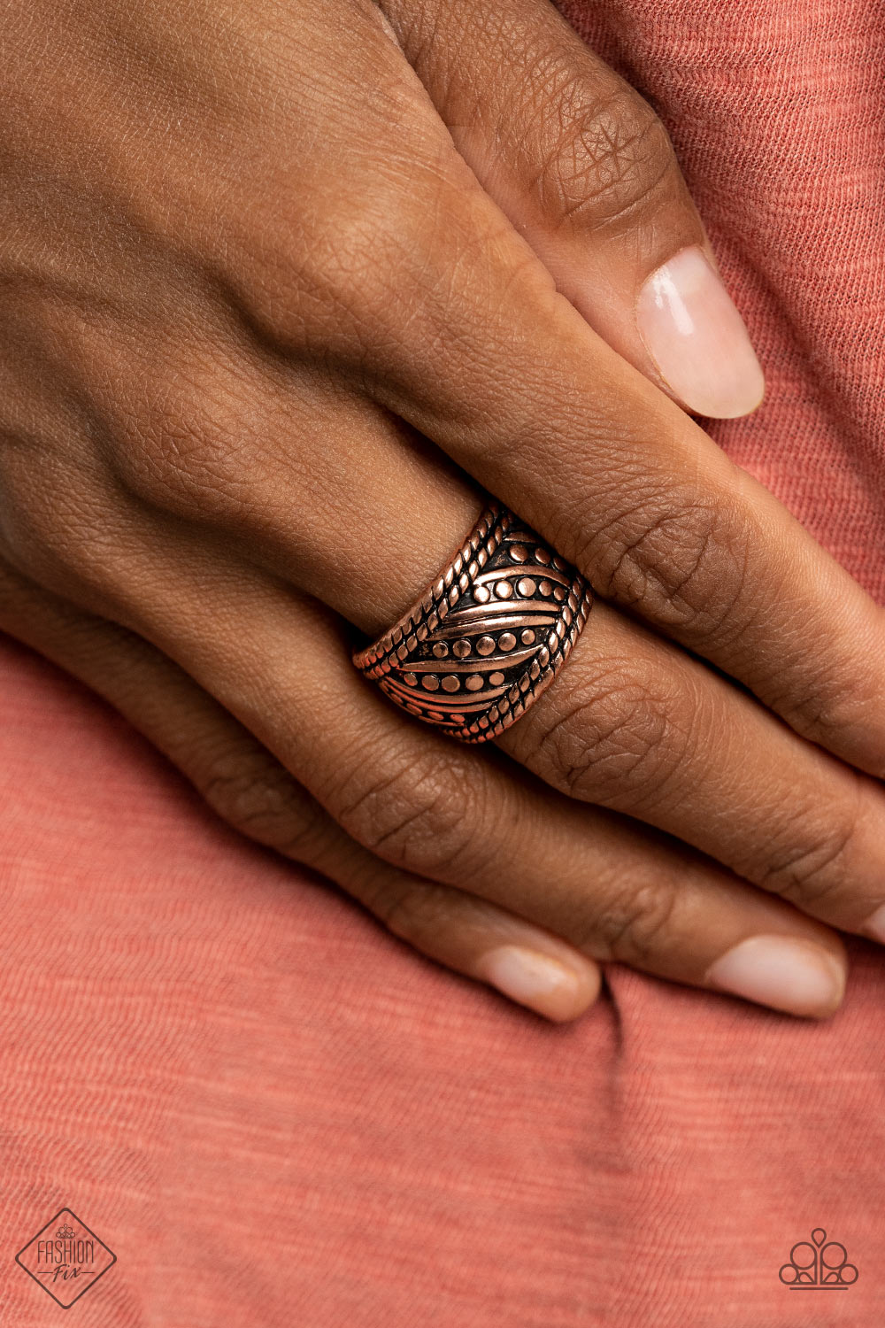 Paparazzi Slanted Shimmer Copper Ring - Fashion Fix Simply Santa Fe November 2020