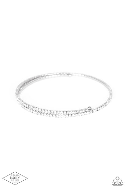Paparazzi Sleek Sparkle White Coil Wrap Bracelet - Life Of The Party Exclusive