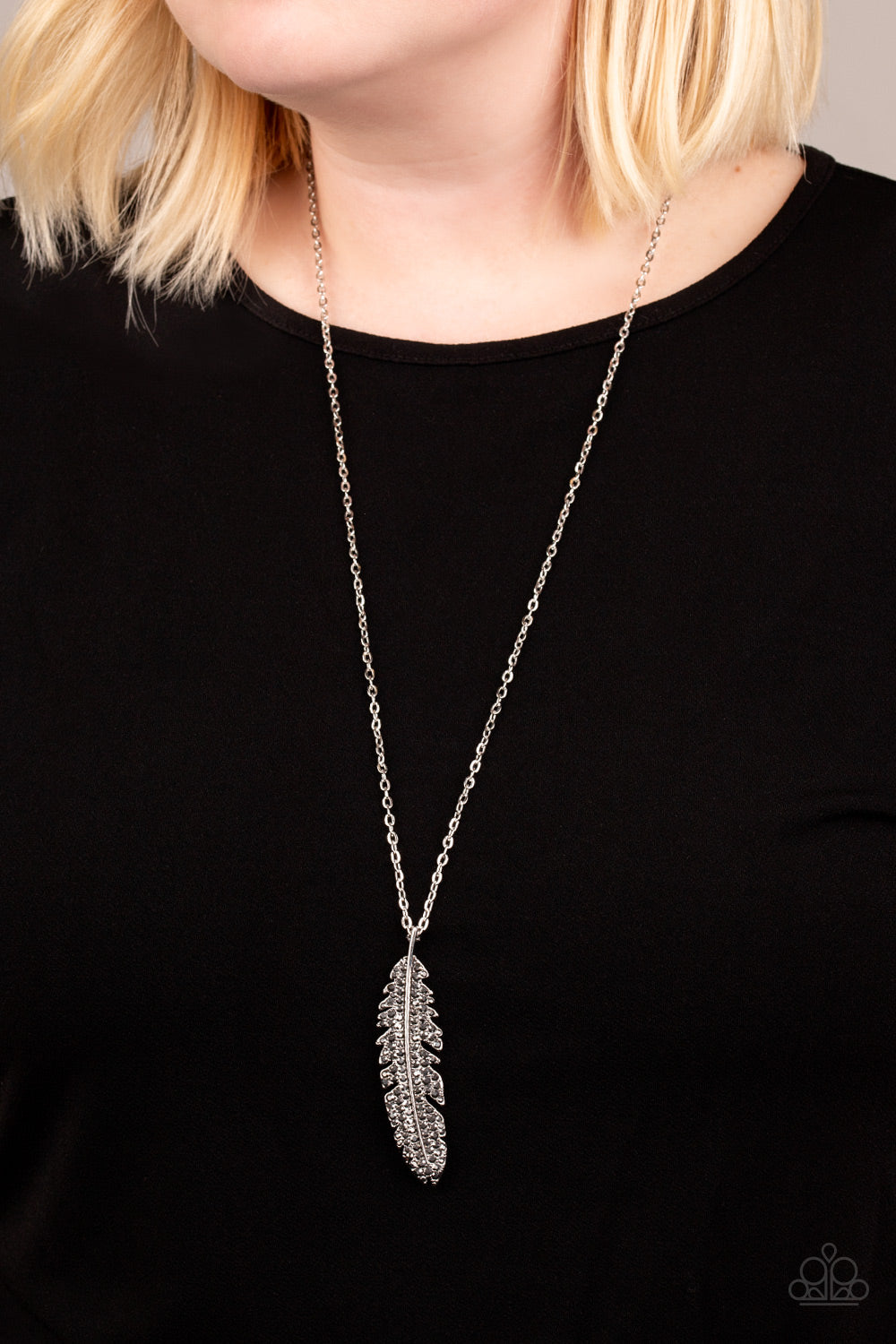 Paparazzi Soaring High Silver Feather Long Necklace