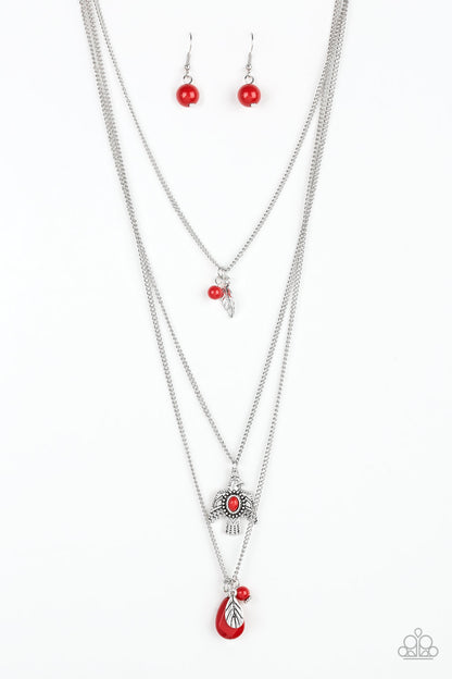 Paparazzi Soar With The Eagles Red Short Necklace