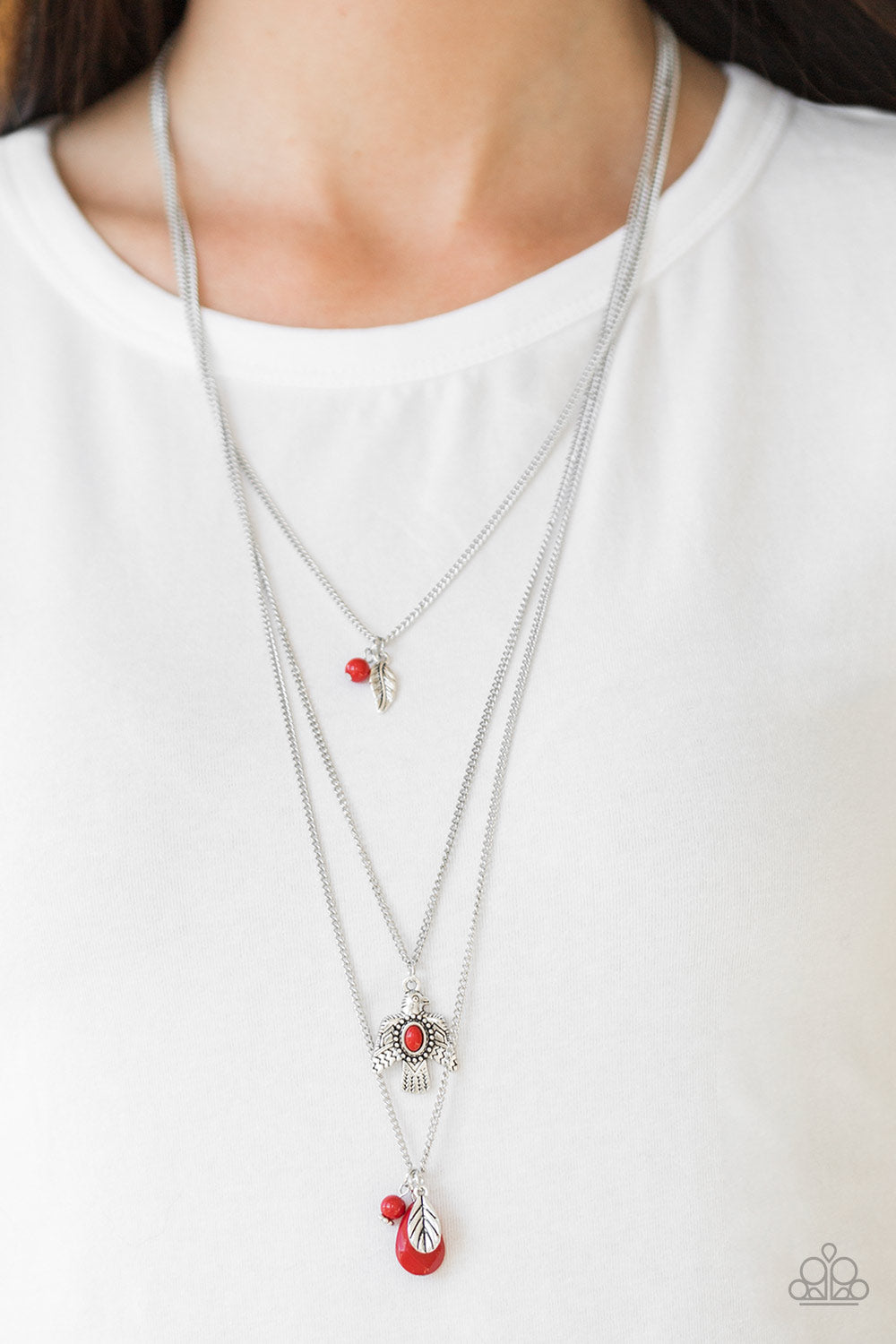 Paparazzi Soar With The Eagles Red Short Necklace