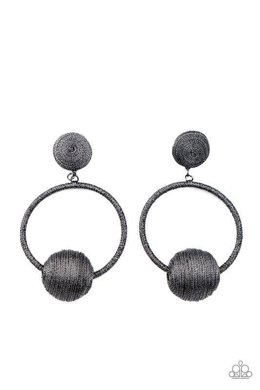 Paparazzi Social Sphere Black Post Earrings - Life of the Party April 2021