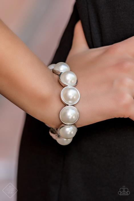 Paparazzi Society Socialite White Stretch Bracelet - Fashion Fix Fiercely 5th Avenue July 2019