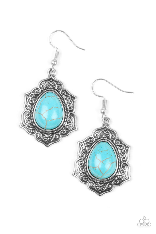 Paparazzi So Santa Fe Blue Fishhook Earrings