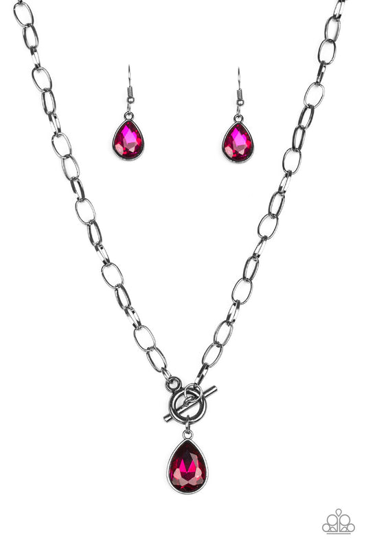 Paparazzi So Sorority Pink Short Toggle Necklace - P2RE-PKXX-177XX