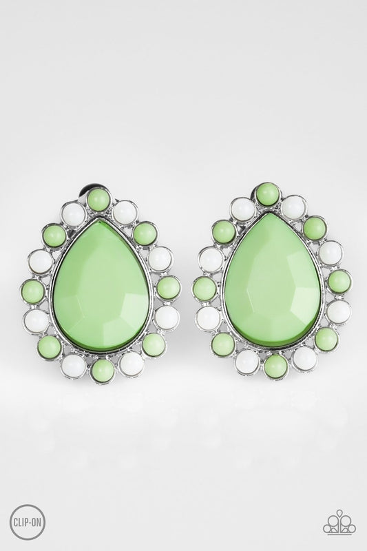 Paparazzi So Spring Season Green Clip-On Earrings