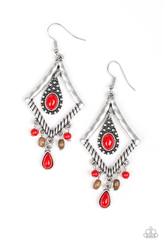 Paparazzi Southern Sunsets Red Fishhook Earrings