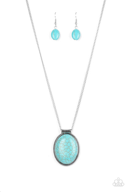 Paparazzi Southwest Showdown Blue Stone Short Necklace