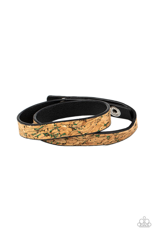 Paparazzi Space Warp Green Double Wrap Snap Bracelet - P9SE-URGR-103XX