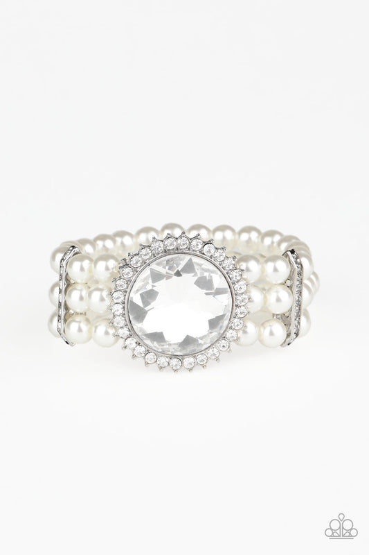 Paparazzi Speechless Sparkle White Stretch Bracelet - Convention 2020