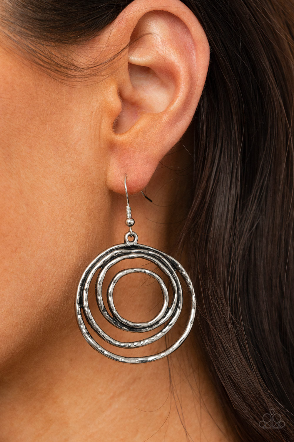 Paparazzi Spiraling Out of Control Silver Fishhook Earrings - P5BA-SVXX-105XX