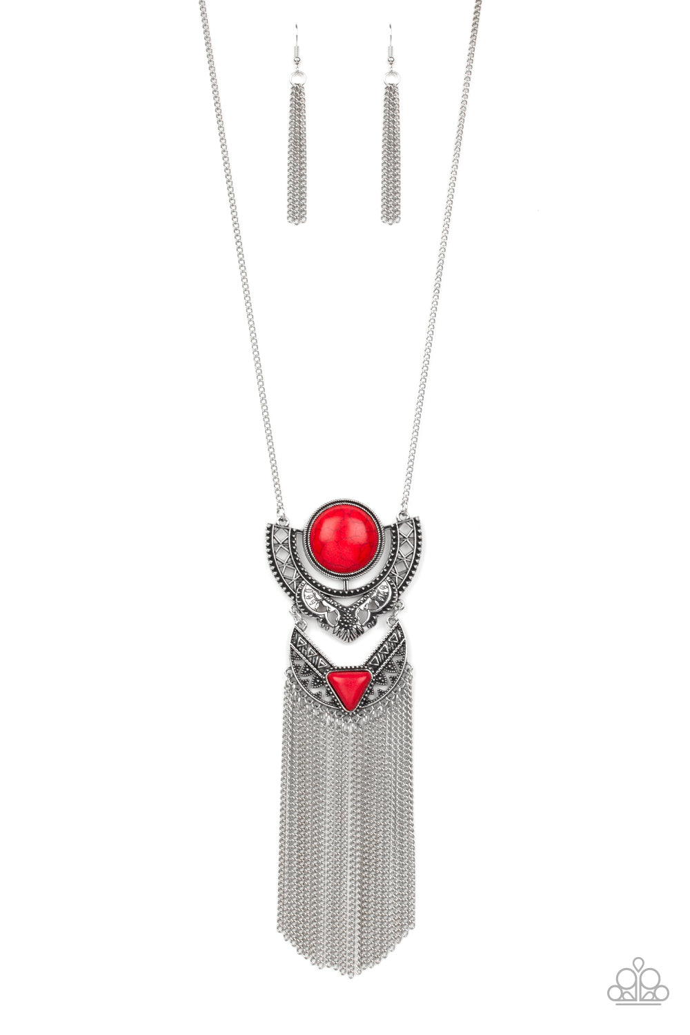 Paparazzi Spirit Trek Red Stone Long Necklace