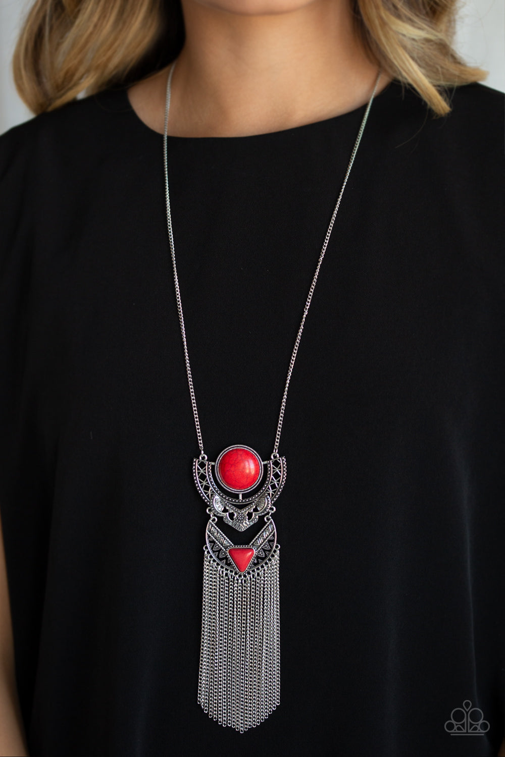 Paparazzi Spirit Trek Red Stone Long Necklace