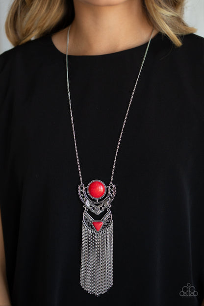 Paparazzi Spirit Trek Red Stone Long Necklace