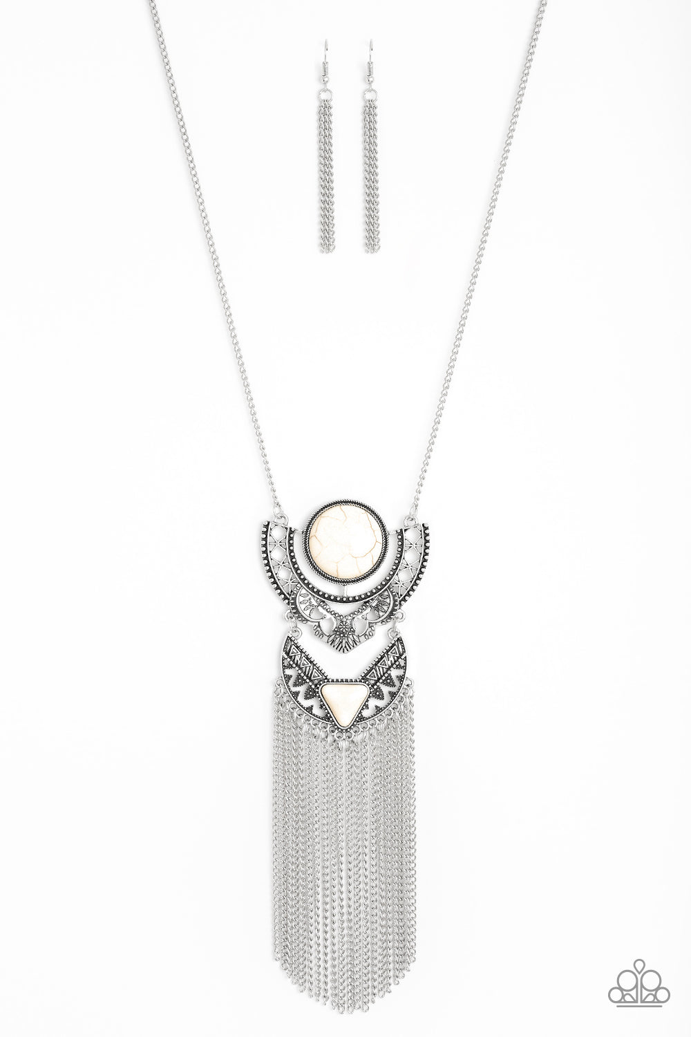 Paparazzi Spirit Trek White Stone Long Necklace