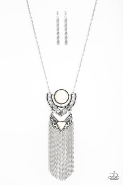 Paparazzi Spirit Trek White Stone Long Necklace